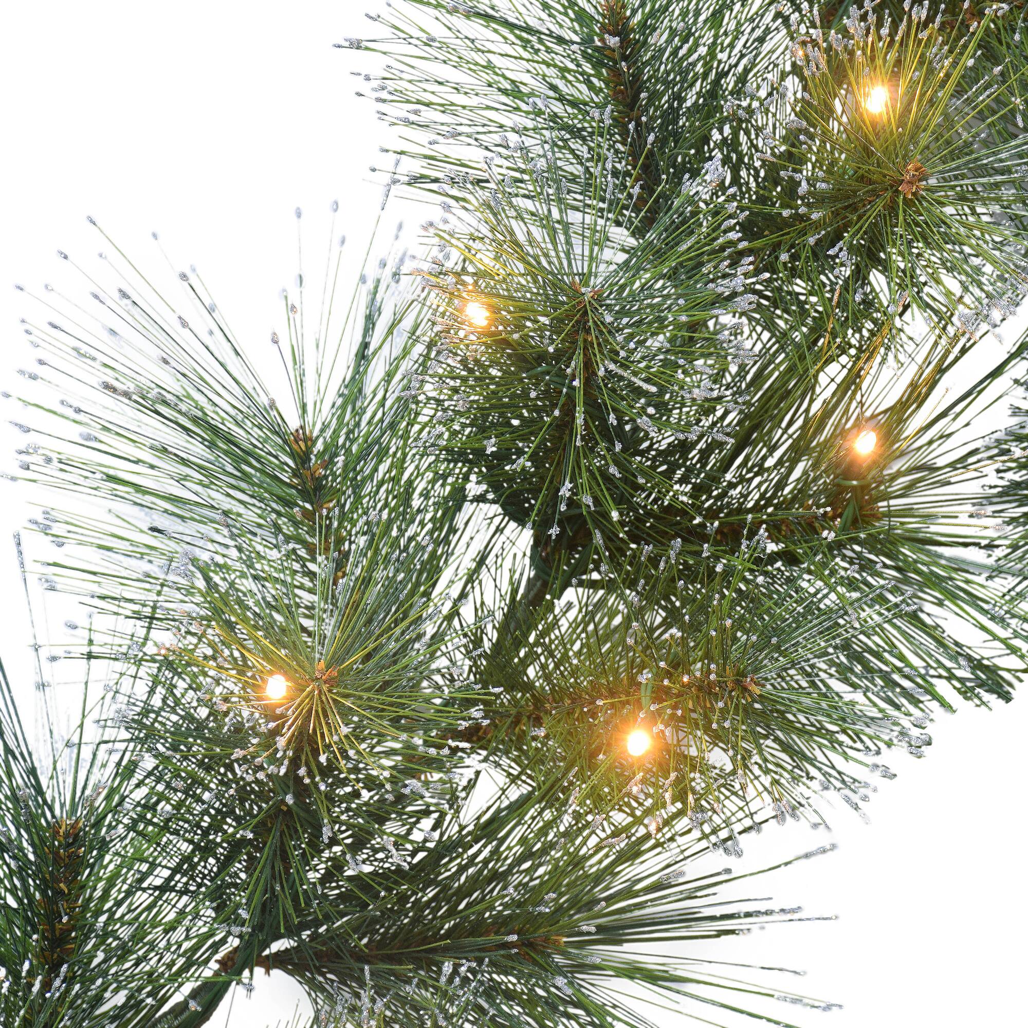 6 Pack: 24" Pre-Lit LED Glittery Pine Wreath